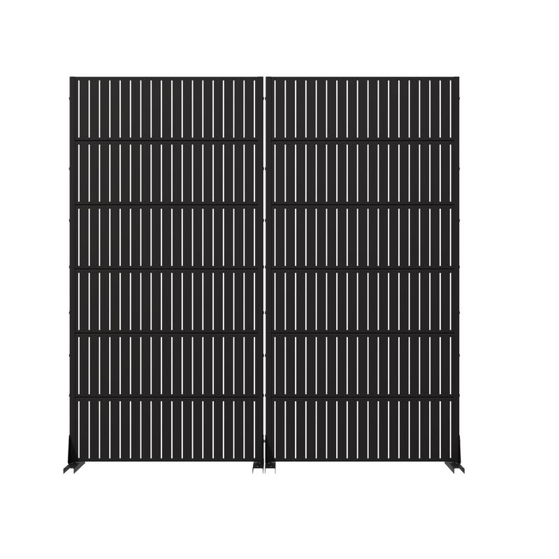 Privacy Metal Screen Fence Panel Horizontal Stripe Pattern Set of 2