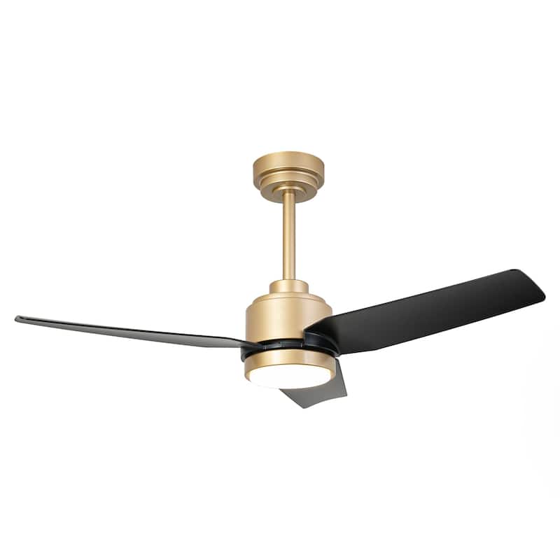 42" 3-Blade Modern Black & Gold Ceiling Fan with LED Light