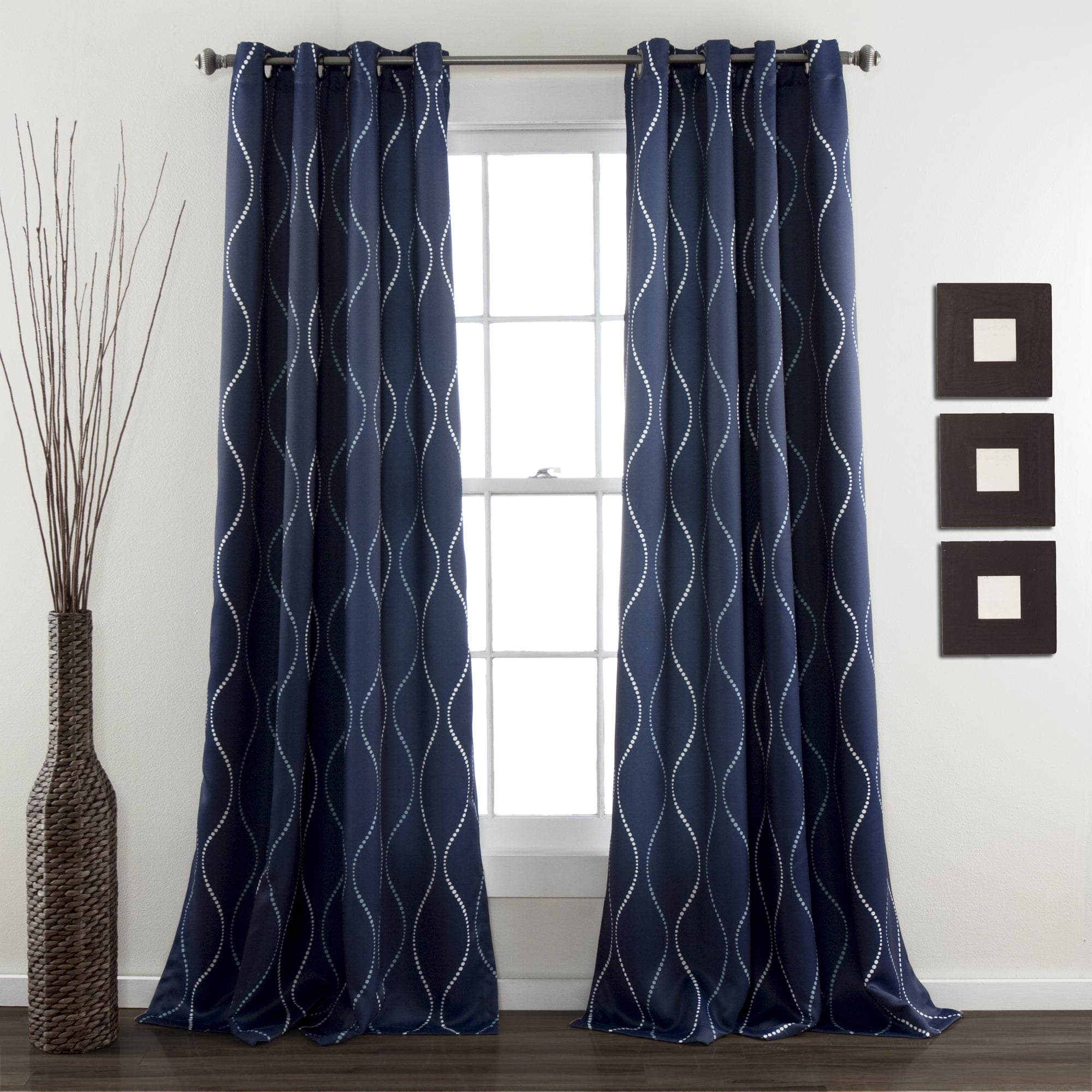 Lush Decor Sophie Room Darkening Curtain Window Panel Pair Set of 2 84 inch x 52 inch Blue 84X 52 