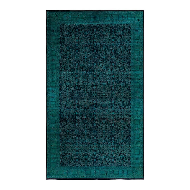 Overdyed, One-of-a-Kind Hand-Knotted Area Rug - Blue - 10' 2" x 17' 8"