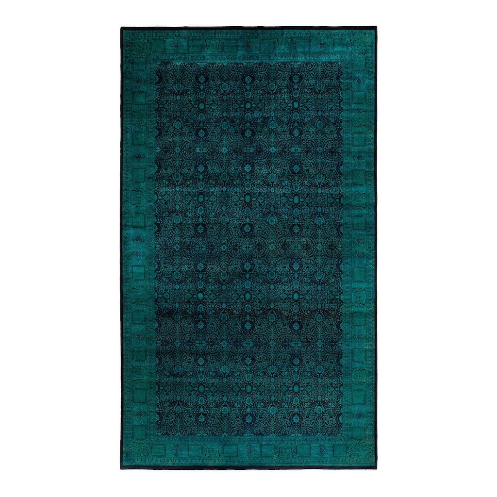 Overdyed, One-of-a-Kind Hand-Knotted Area Rug - Blue - 10' 2" x 17' 8"