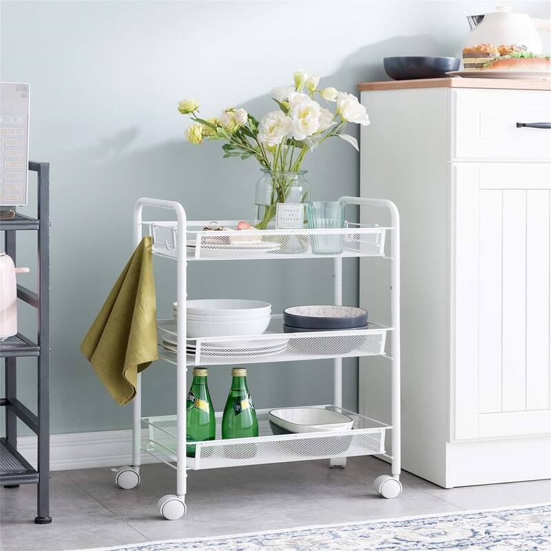 3-Tier Rolling Utility Storage Rack Cart - 10.2"D x 17.7"W x 24.8"H