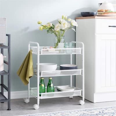 3-Tier Rolling Utility Storage Rack Cart - 10.2"D x 17.7"W x 24.8"H