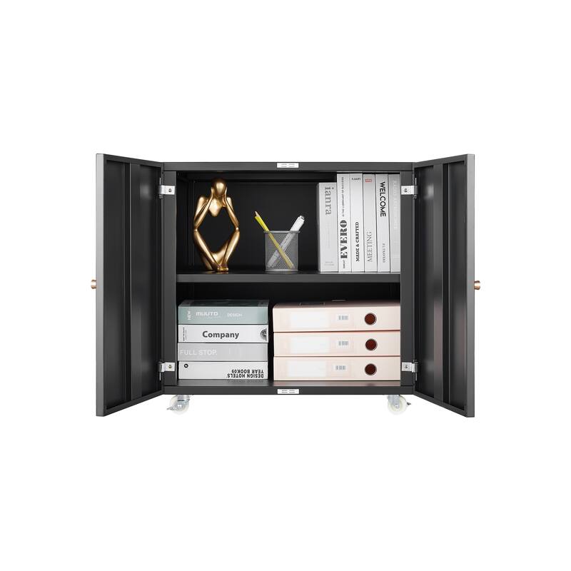 Metal Printer Stand with Storage Mobile Printer Tables for Small Spaces with Door Adjustable Shelf File Cabinet on Wheels