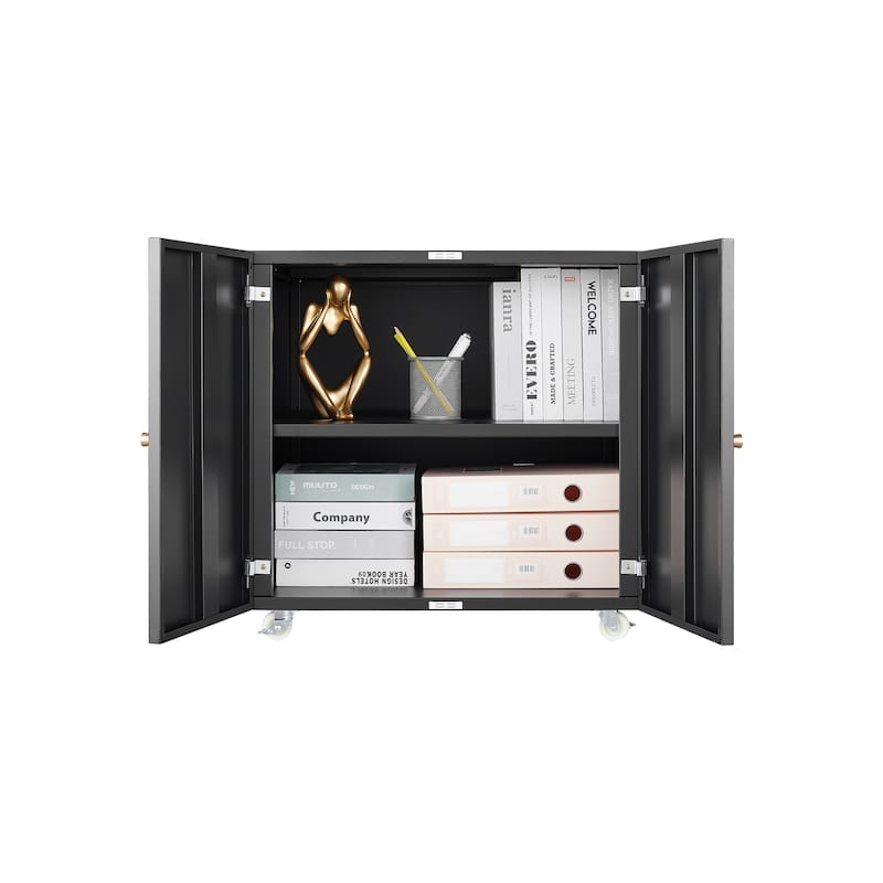 Modern File Cabinet Printer Cabinet with 360° Lockable Casters, Waterproof and Adjustable Shelves, for Office Home Garage