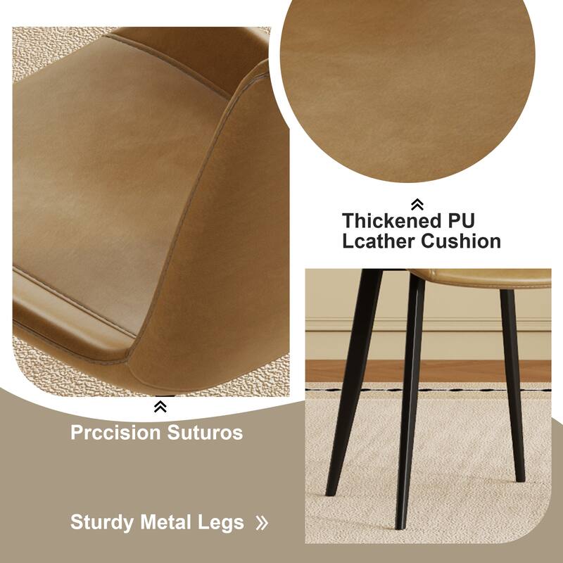 Modern PU Dining Chairs Set of 4, Kitchen Side Chairs with Metal Legs