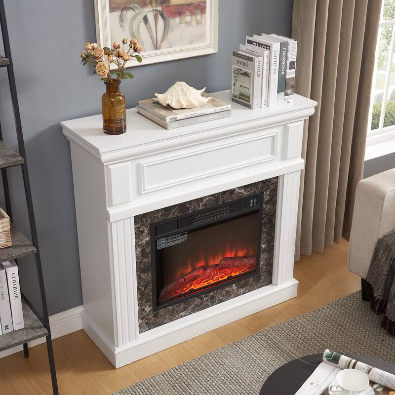 Electric Fireplace with Mantel,fireplace mantel surround with 23" Fireplace Insert, Adjustable Flame, Remote Control