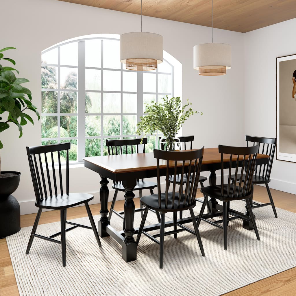 Bush Furniture Sterling 67W Dining Table with 6 Spindle Dining Chairs