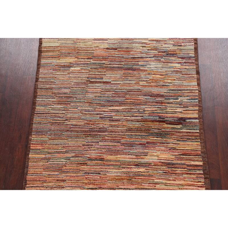 Hand Knotted Oriental 100% Wool Carpet Tribal Contemporary Multi-Colored Gabbeh (kashkoli) Area Rug - 6' 3'' X 4' 7''