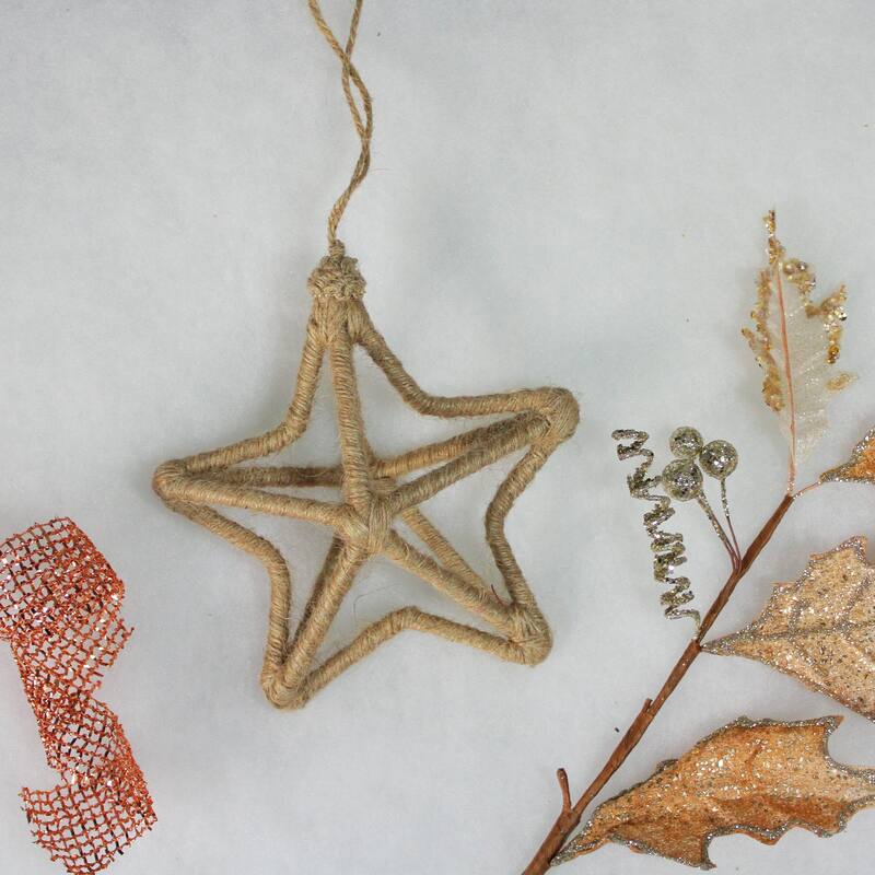 5-Point Jute Star Christmas Ornament - 12" - Beige