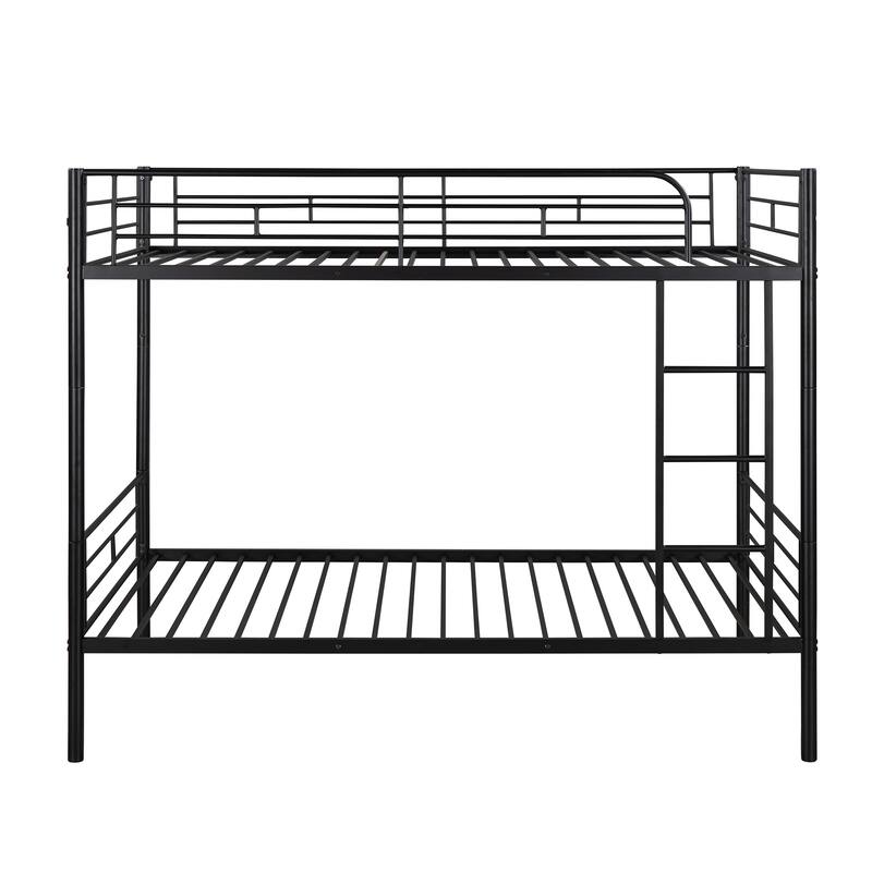 Twin Over Twin Metal Bunk Bed in Black with Space-Saving Design