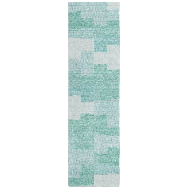 Machine Washable Indoor/ Outdoor Chantille Contemporary Blocks Rug