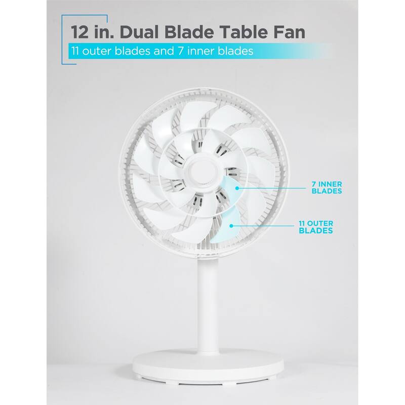BLACK+DECKER 12-Inch Dual Blade Table Fan with Remote, Desk Fan with Adjustable Tilt