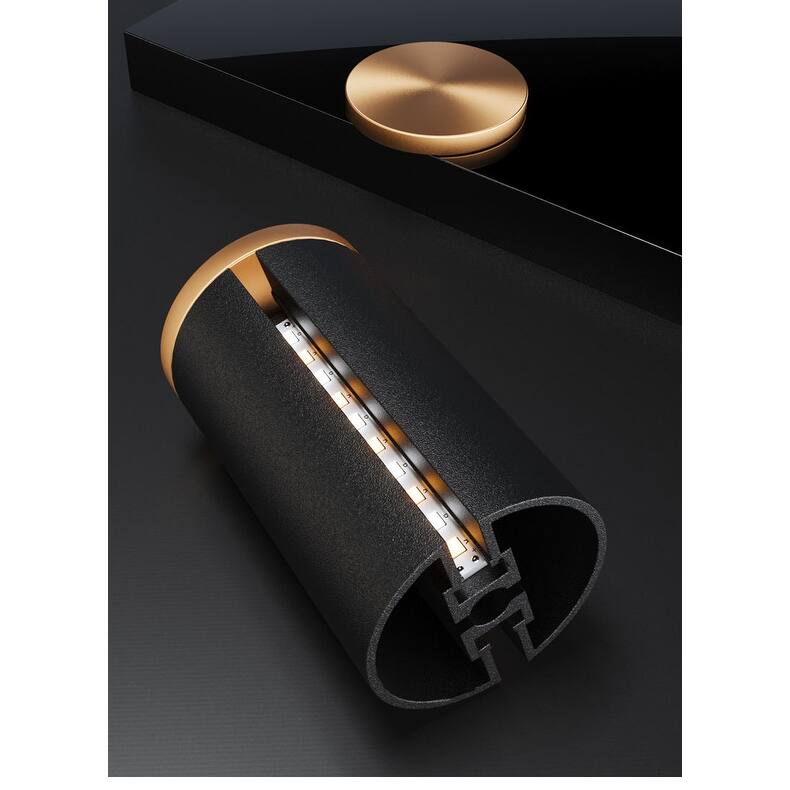 Bella LED Brushed Iron and Rose Gold Wall Lamp - 8'' x 10''