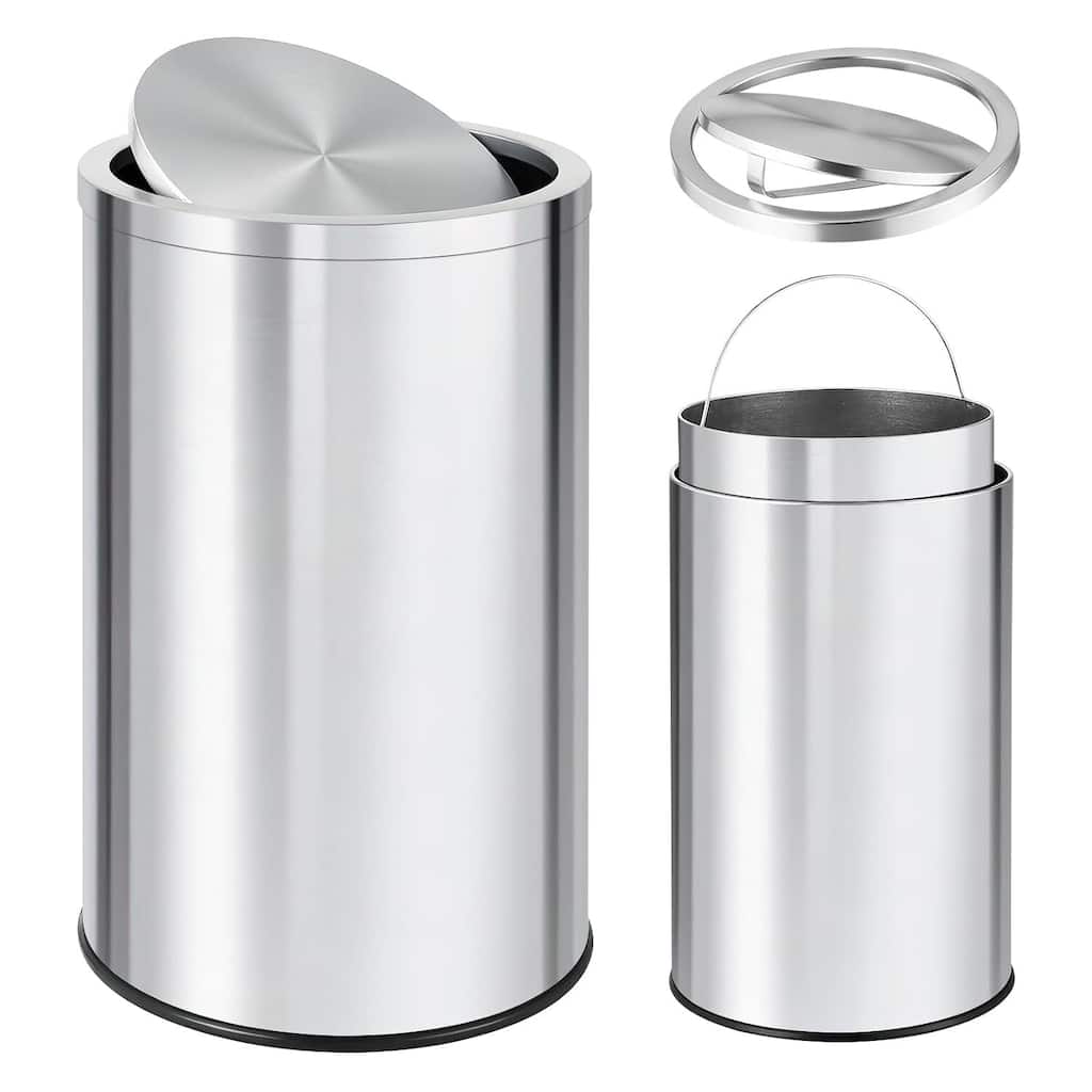 Kitchen Garbage Can, Trash Can with Flipping Lid & Removable Inner Bucket