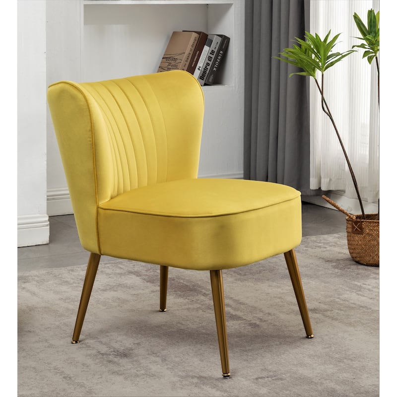 Sauter 23.2" Wide Mid-Century Modern Microfiber Accent Chair - Yellow