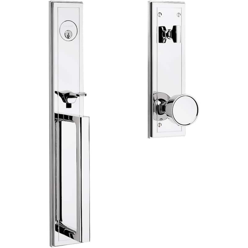 Baldwin Hollywood Hills Full Plate Single Cylinder Door Handleset with - Polished Chrome