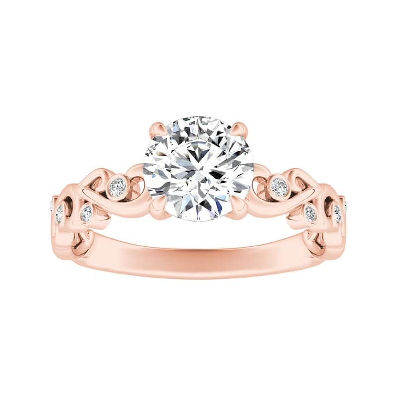 Auriya 14k Gold 1/2ctw Vintage Solitaire Moissanite Engagement Ring - Rose - 5.5