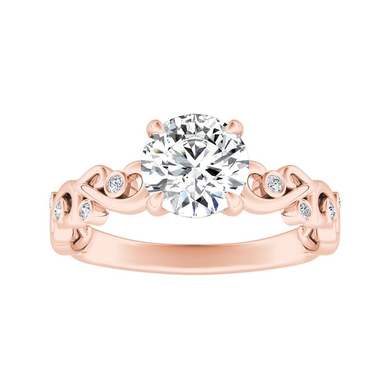 Auriya 14k Gold 1ctw Vintage Solitaire Moissanite Engagement Ring - Rose - 5