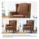 preview thumbnail 62 of 80, Mid-Century Modern Linen/ Vegan Leather Wing Back Accent Chair