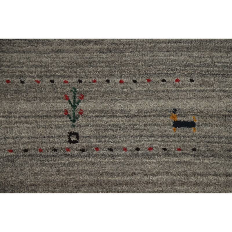 Oriental Grey Gabbeh Indian Area Rug Handmade Wool Carpet - 5'1" x 7'8"