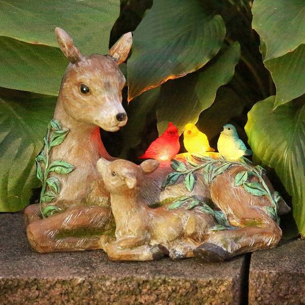 Shop Art Artifact Solar Deer And Birds Sculpture Outdoor Light