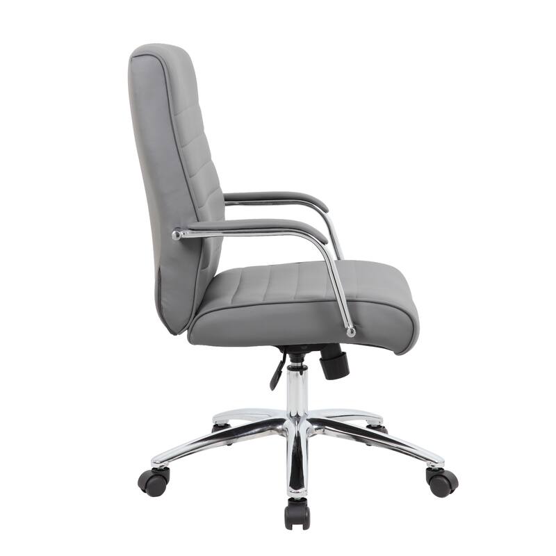 Megh Rolling Executive Conference Chair, Gray Vinyl, Chrome Base