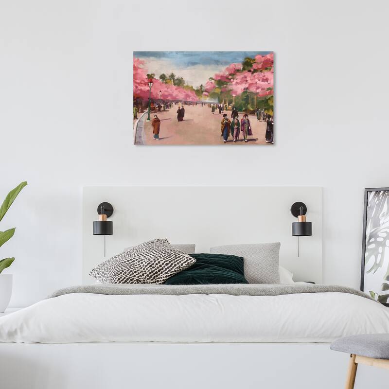 Wynwood Studio Canvas Floral and Botanical Hand Painted View Pink and Global Wall Art Canvas Print - 36 x 24