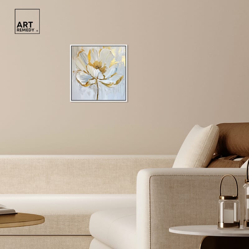 Art Remedy Gold Magnolia II Framed Floral Fine 1 Piece Canvas Wall Art