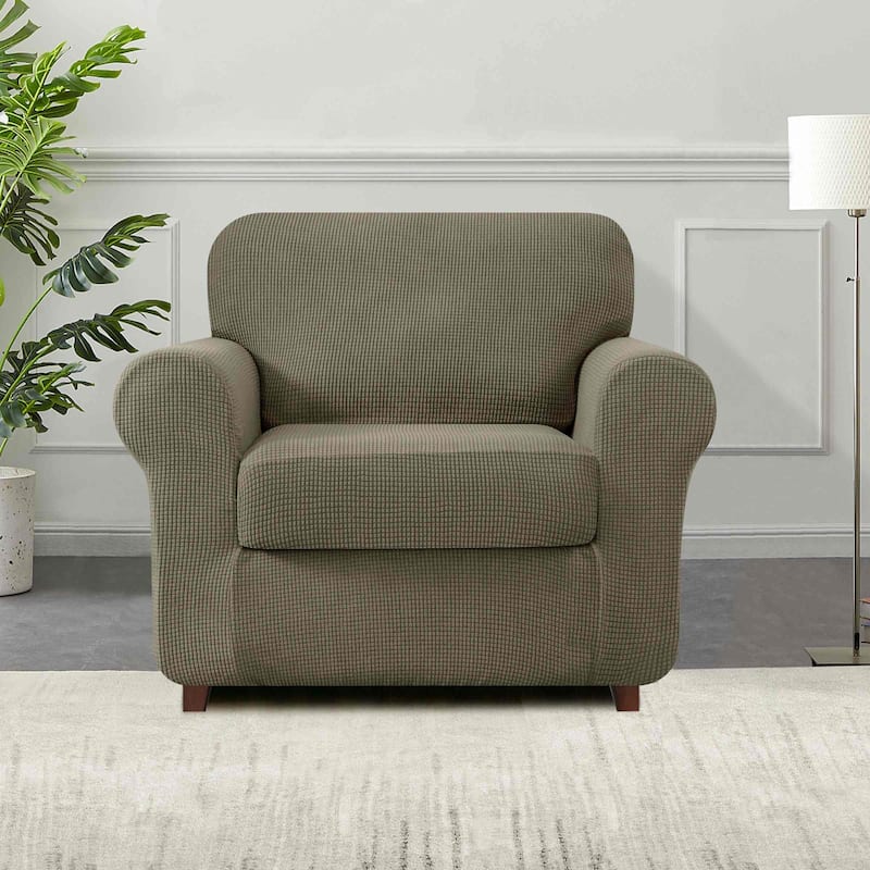 Subrtex 3-Piece Stretch Armchair Slipcover Sets with 1 Backrest Cushion Covers and 1 Seat Cushion Covers - Olive Green