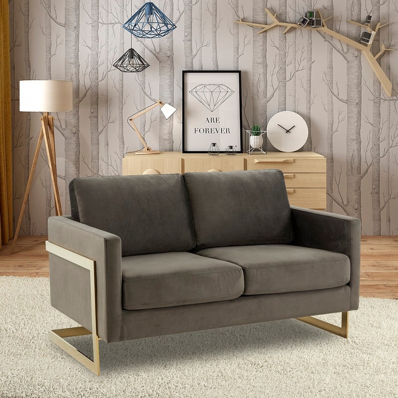 Lincoln Velvet 2-Seater Sofa with Foam Cushions Pocket Spring Stainless Steel Base Removable Cushion Fully Assembled