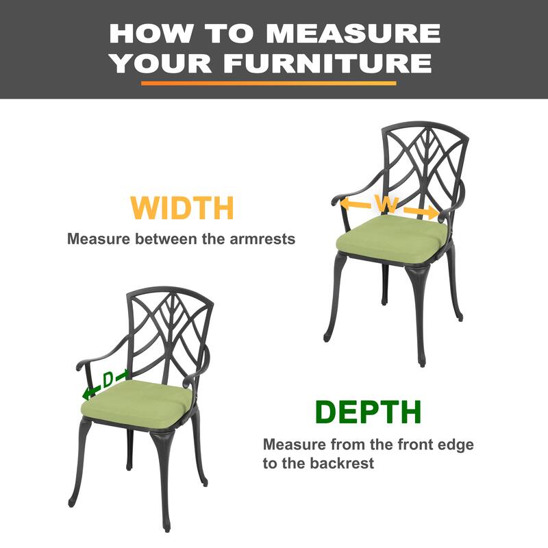 Outdoor 2-Pack 15'' x 16'' x 1.2'' Green Chair Seat Cushions with Straps