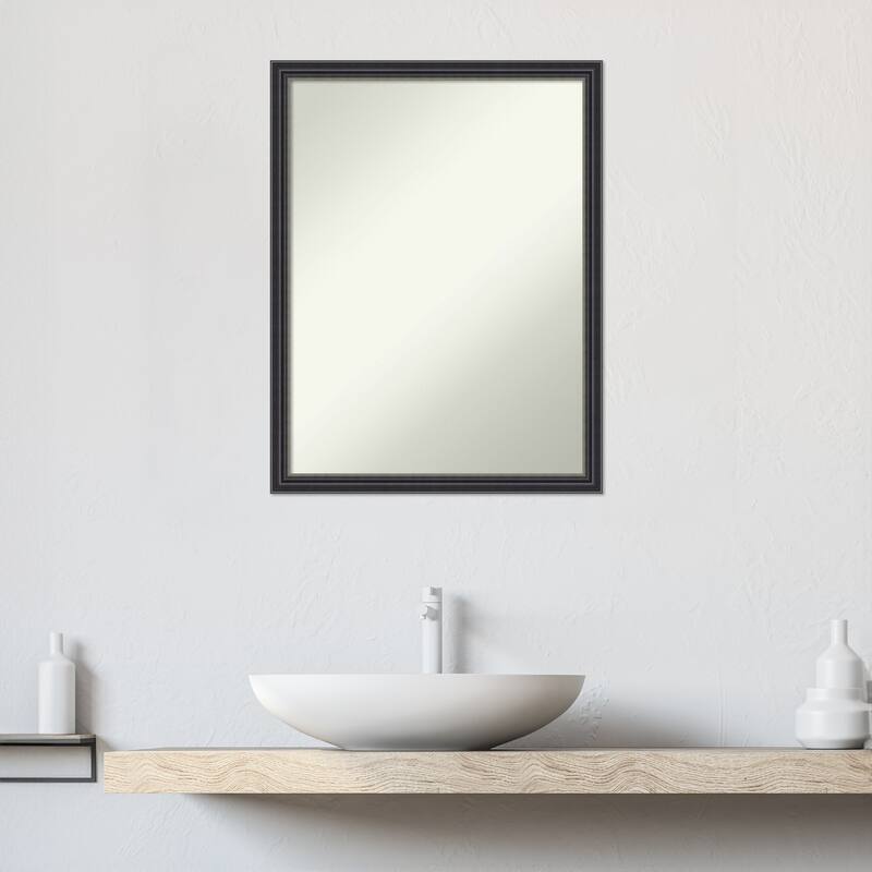 Stylish Black Non-Beveled Wood Framed Bathroom Vanity Wall Mirror - Stylish Black