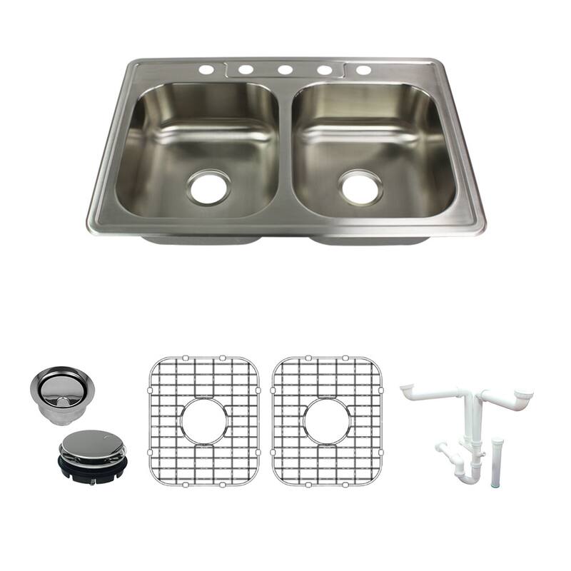 Transolid K-STDE33226-5 Select 33" Drop In Double Basin Stainless - Brushed Stainless Steel - Brushed Stainless Steel