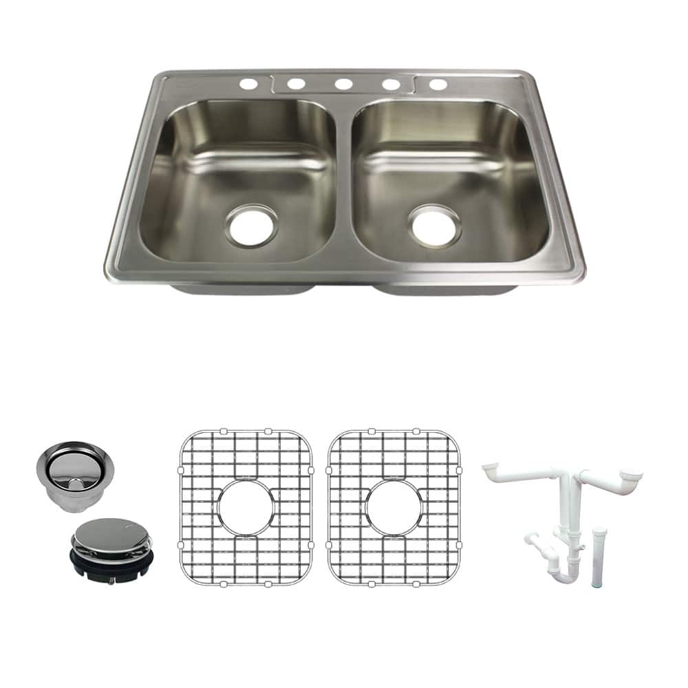 Transolid K-STDE33226-5 Select 33" Drop In Double Basin Stainless - Brushed Stainless Steel