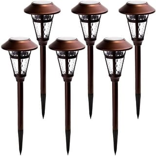 Solar Outdoor Lights Bronze Finshed Landscape Path Lights 6 Pack - 6 Pack