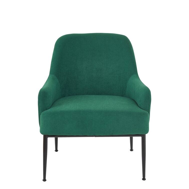 US Pride Furniture Velvet Armchair Solid and Engineered Wood with Black Metal Legs Dense Foam and Heavy Webbing - Green