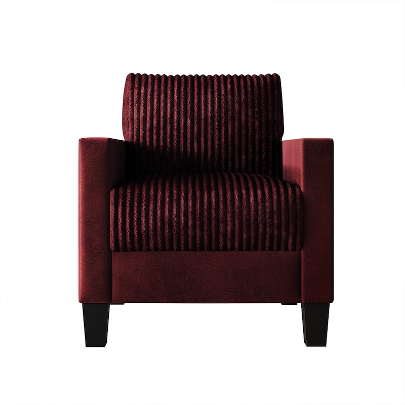 CraftPorch Corduroy Mid-Century Modern Velvet Upholstered Arm Chair - Red