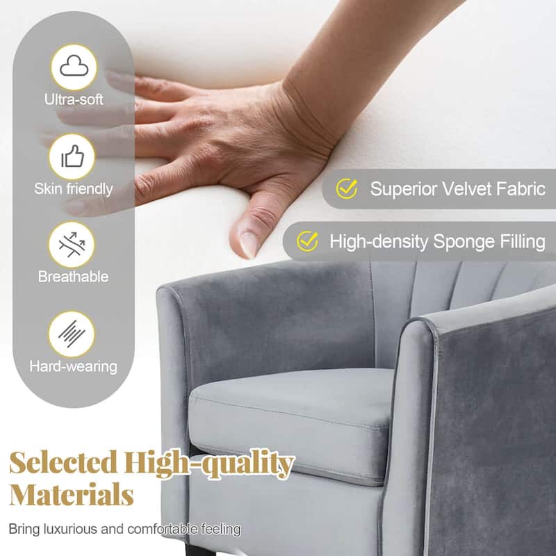 Costway Barrel Chair with Ottoman Footrest Curved Backrest Armrests - See Details
