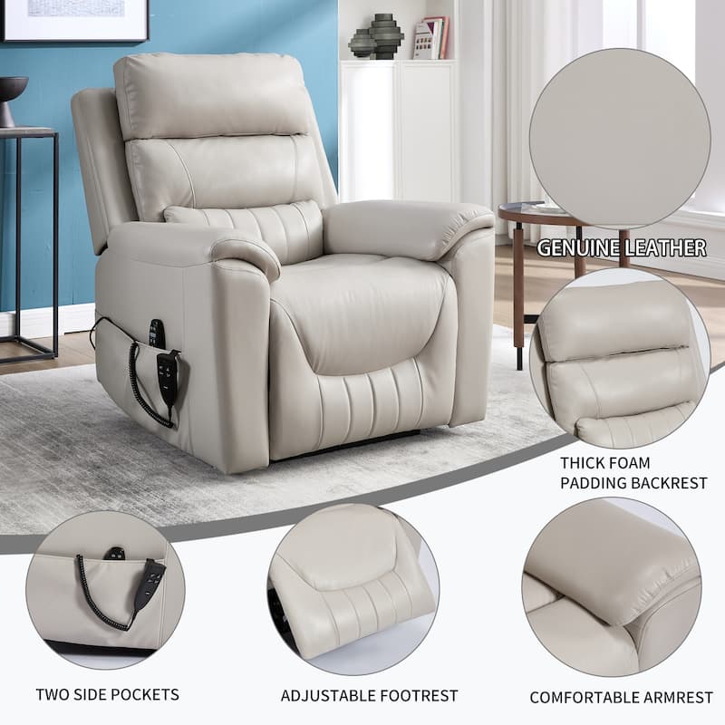 350 Lbs Leatherair Power Lift Recliner Chair, Heavy Duty Motion Mechanism With 8-Point Vibration Massage And Lumbar Heating