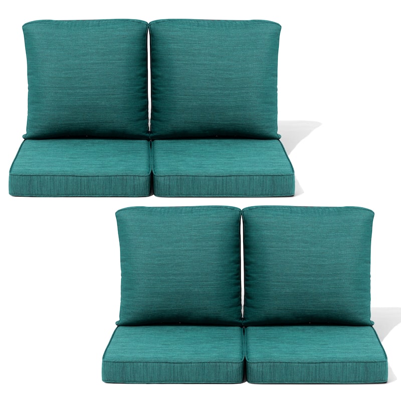 21 W in x 22 D in. Outdoor Deep Seat Chair Cushion Set Dining Patio Chair Pad Set - 4-Seater - MALACHITE