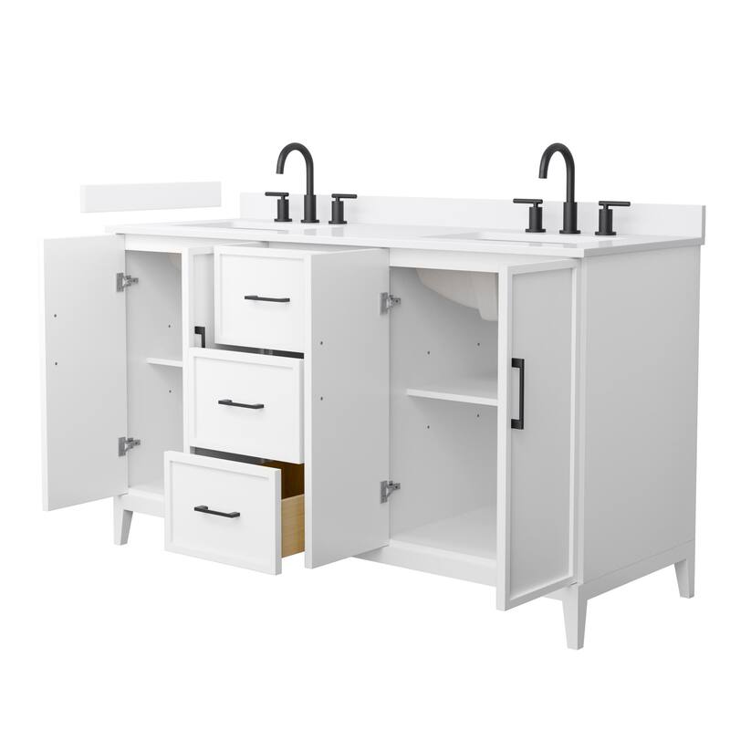 Elan 60-inch Double Vanity, 3 Hole Quartz Top