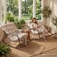 preview thumbnail 25 of 25, Oversized Papasan Rocking Lounge Chair with Footrest, Heavy-Duty 450lbs Metal Frame, Indoor Outdoor Patio Rocker with Cushion