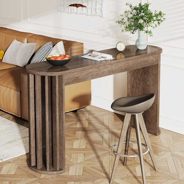 59 Inches Bar Table, Farmhouse Counter Height Table with Geometric