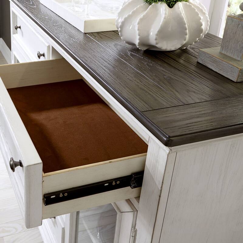 Allyson Park Wirebrushed White Charcoal Buffet