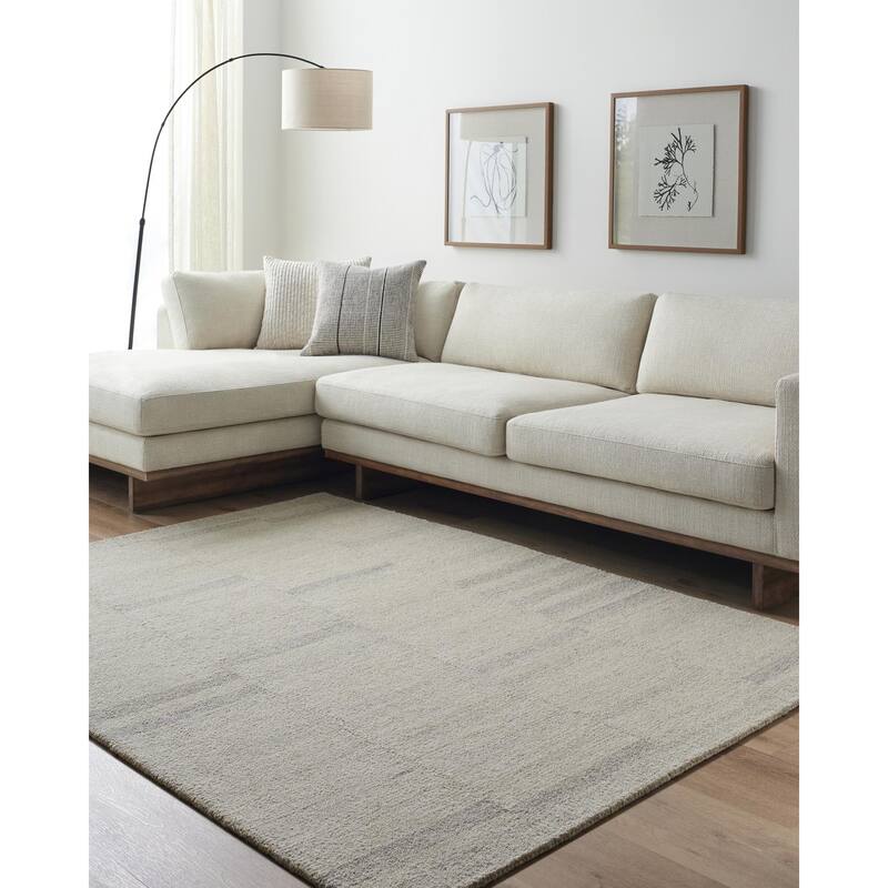 Livabliss Granada Hand Tufted Geometric Wool Rug - 5' x 7' 6" - Taupe/Beige/Tan/Medium Gray