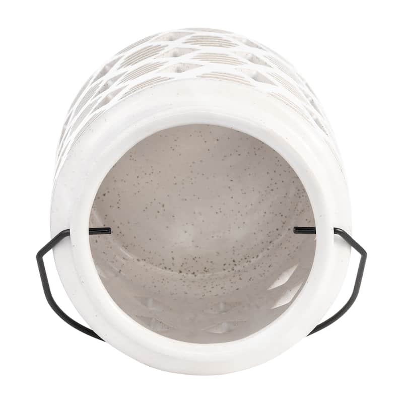 Sagebrook Home Ceramic Diamond Cut Out Lantern