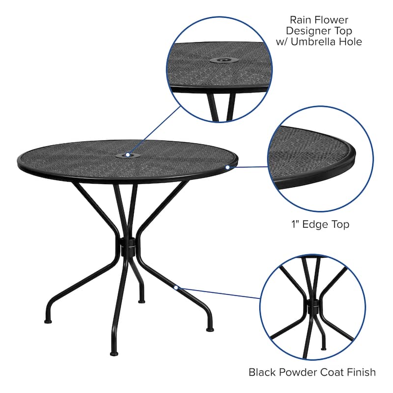 35.25'' Round Indoor-Outdoor Steel Patio Table - 32.5"