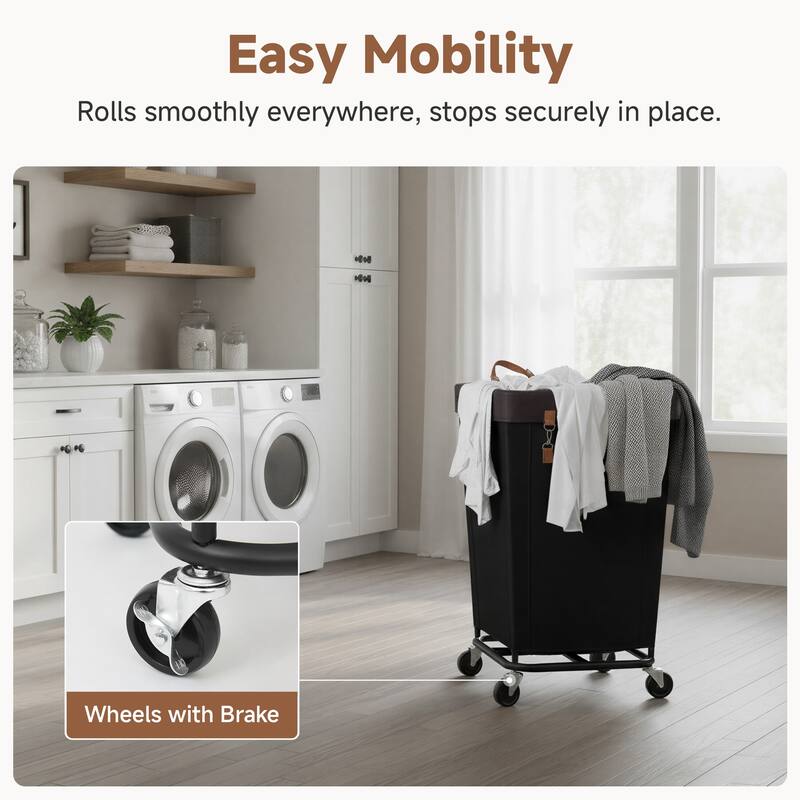160L Laundry Hamper With Wheels, Large Clothes Laundry Basket With Steel Frame for Home, Closet, Dorm, Bathroom, Laundry Room
