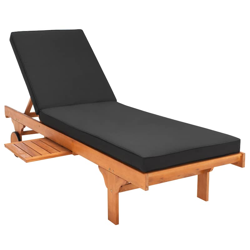 SAFAVIEH Outdoor Aubrie Adjustable Chaise Lounge Chair with Wheel.